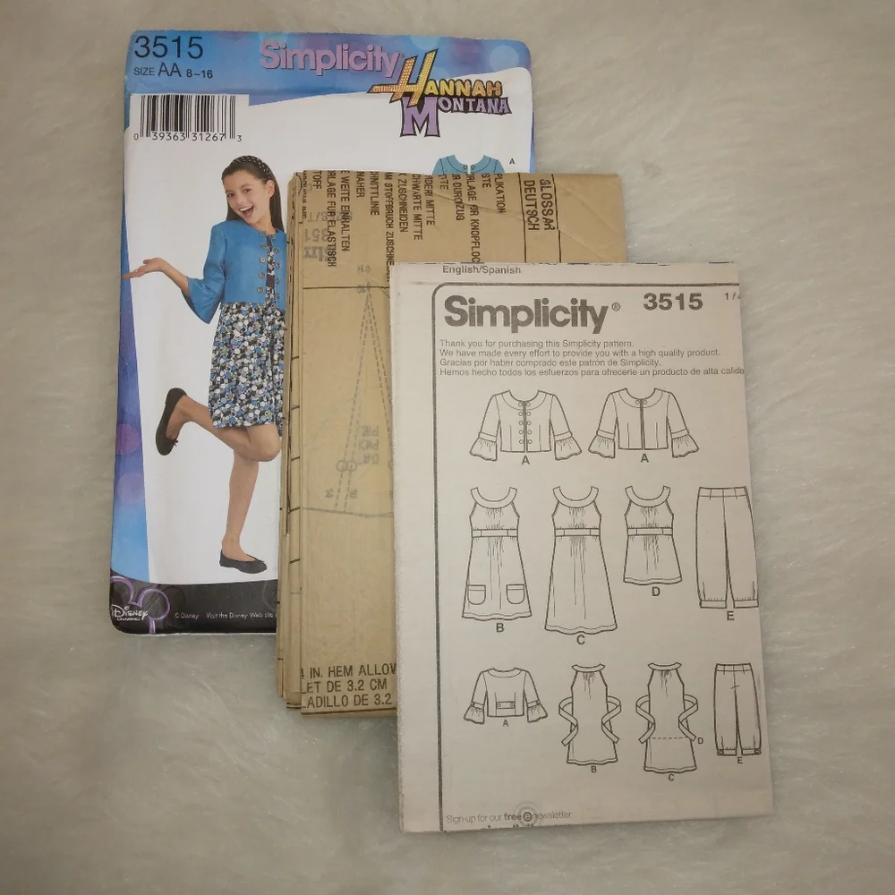 SIMPLICITY 3515 SZ 8-16 Hanna Montana Girl's crop pants dress